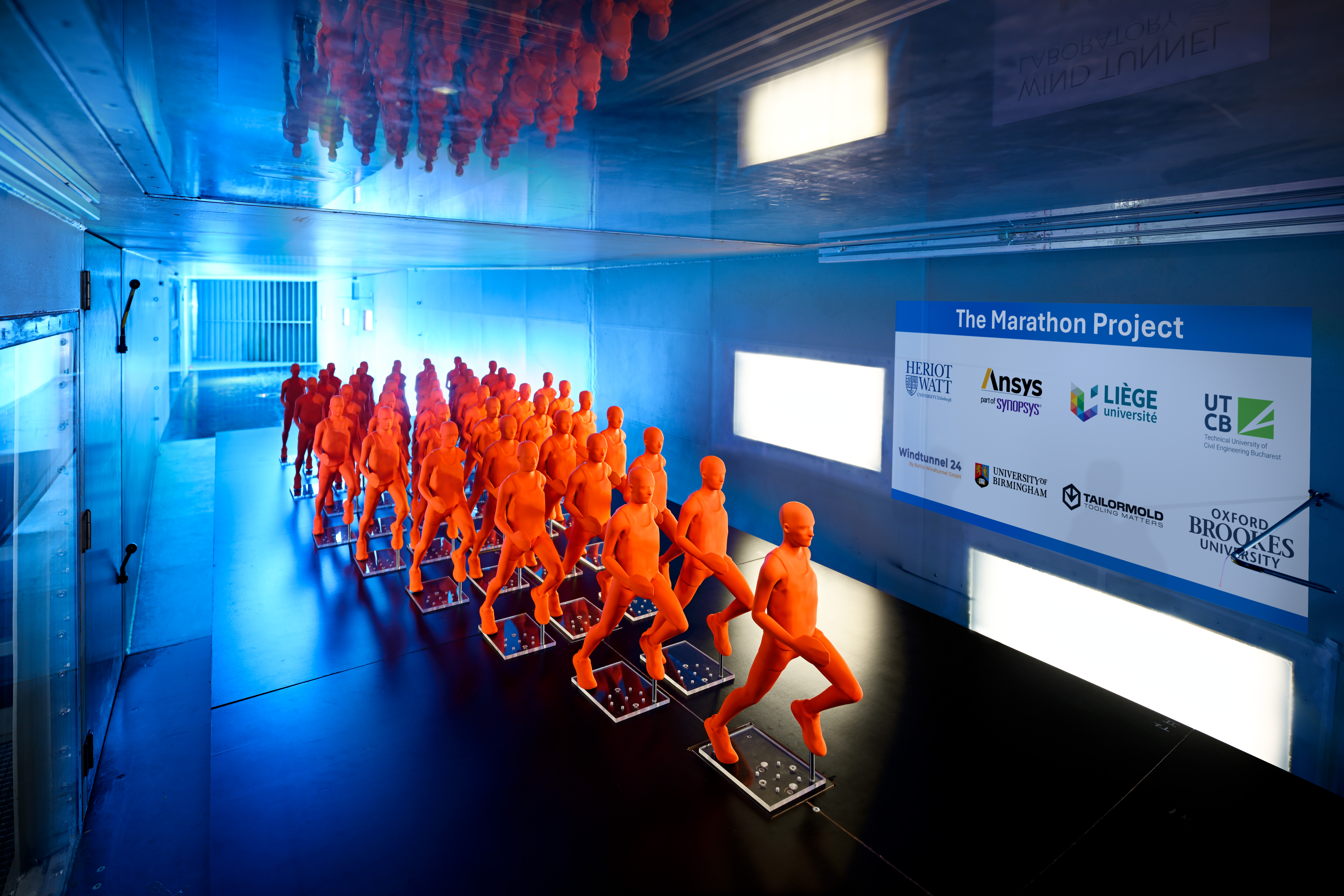Orange models within thw wnd tunnel for simulations 