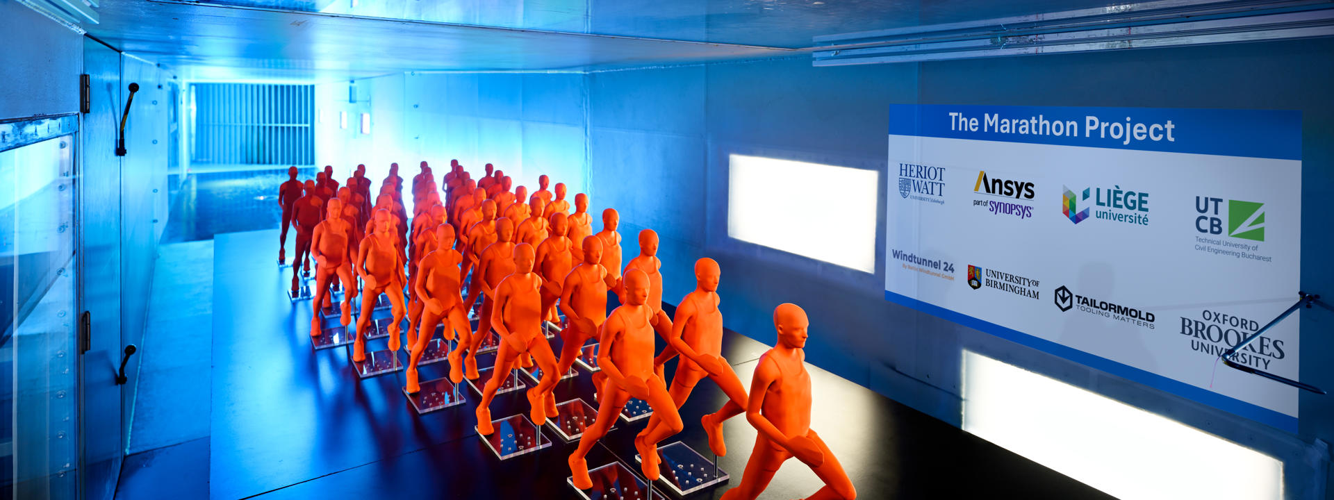 Orange models within thw wnd tunnel for simulations