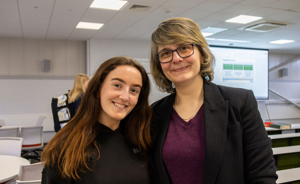 Heriot-Watt student Holly Gray (left) with Dr Sacha Hasan, the University’s Head of Discipline for Planning and Real Estate. Heriot-Watt student Holly Gray (left) with Dr Sacha Hasan, the University’s Head of Discipline for Planning and Real Estate.