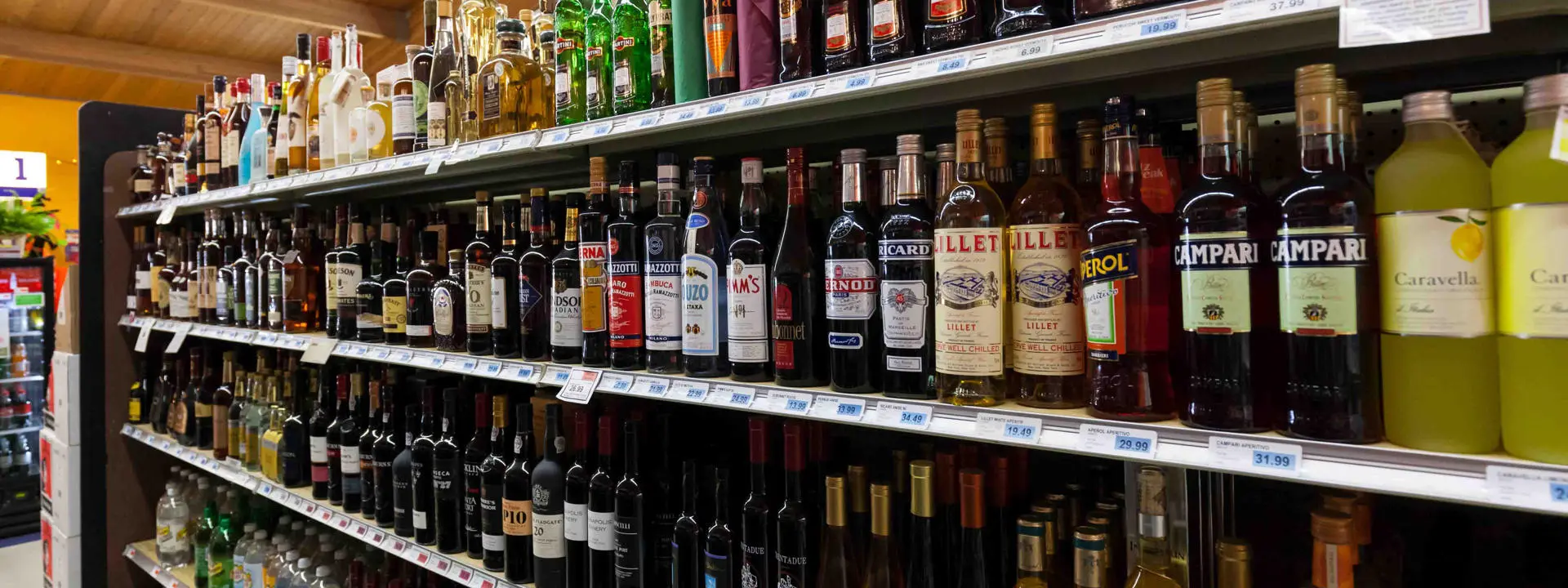 Alcohol on store shelves. Photo by Bill Oxford.