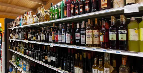 Alcohol on store shelves. Photo by Bill Oxford.