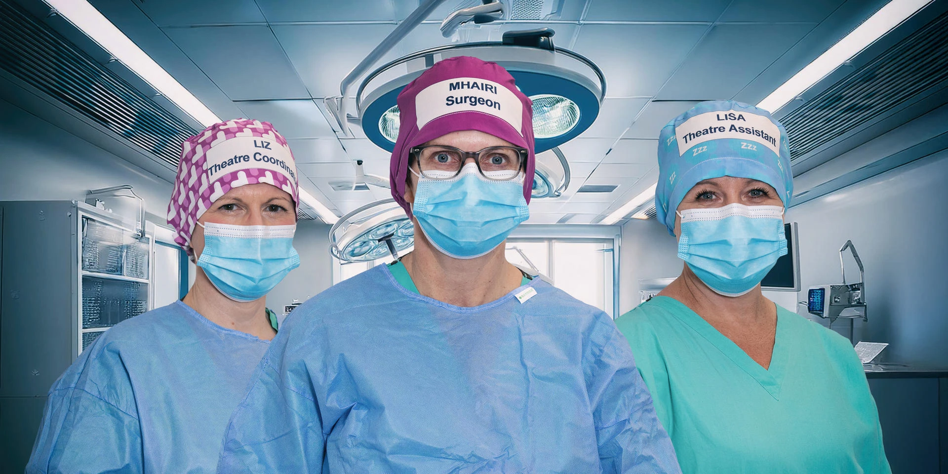 photo of Sustainable reusable theatre caps made from plant-based material created for NHS Scotland image