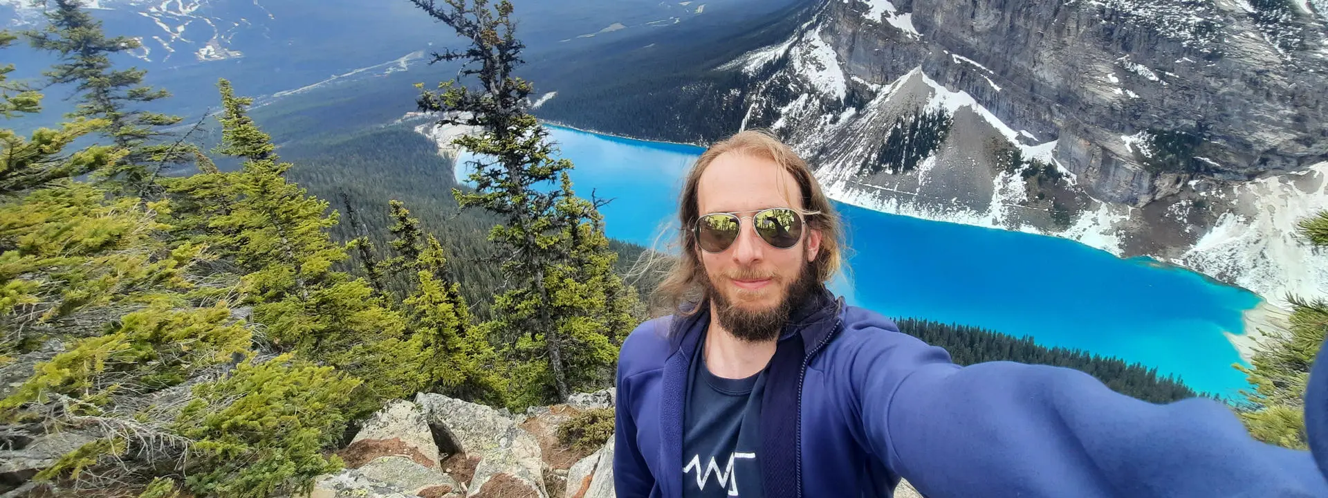 Dr Sisto hiking above Lake Louise in Canada.