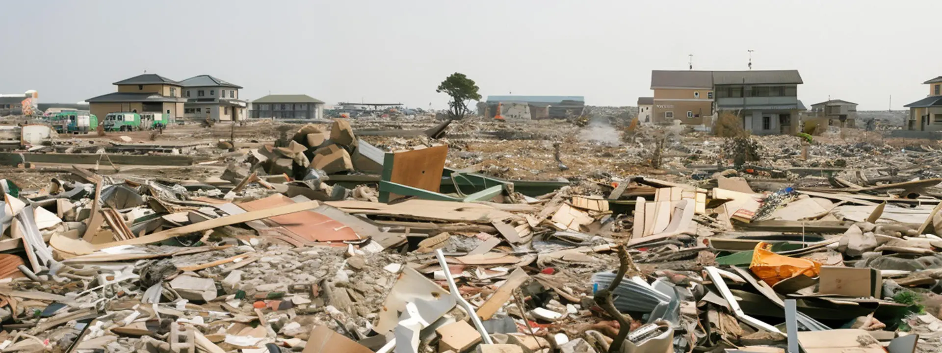 The aftermath of tsunami damage in Japan.