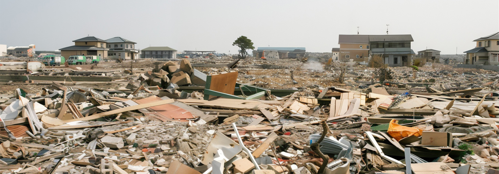 The aftermath of tsunami damage in Japan.