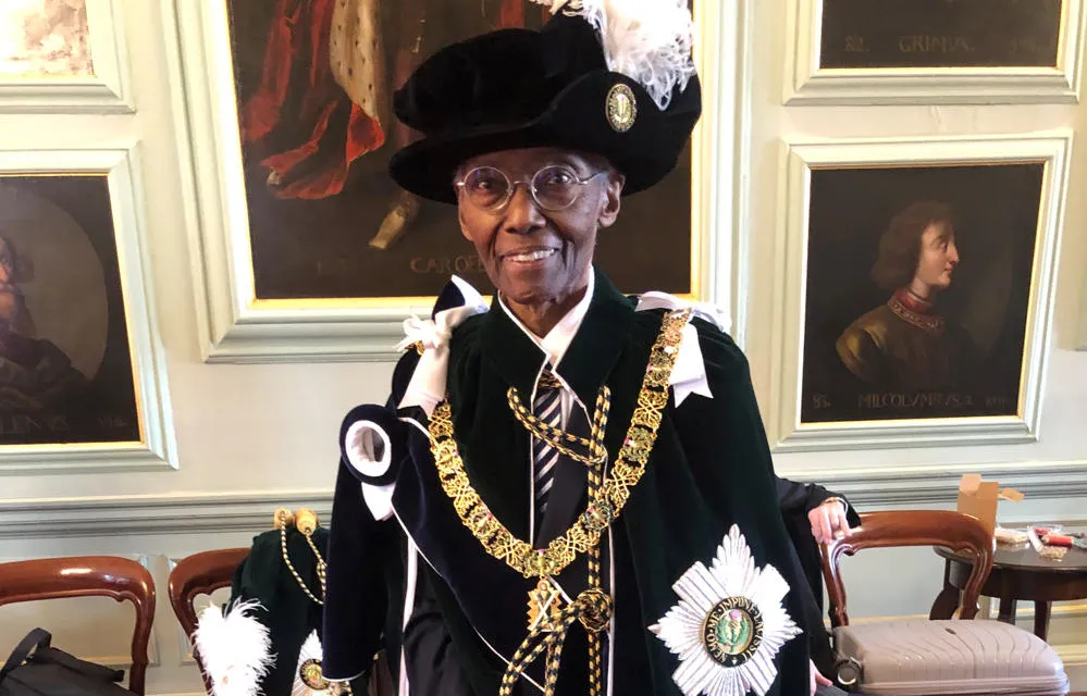 Professor Emeritus Sir Geoff Palmer, Chancellor of Heriot-Watt University, after receiving The Order of the Thistle. Professor Sir Geoff Palmer, Chancellor of Heriot-Watt University, after receiving The Order of the Thistle.