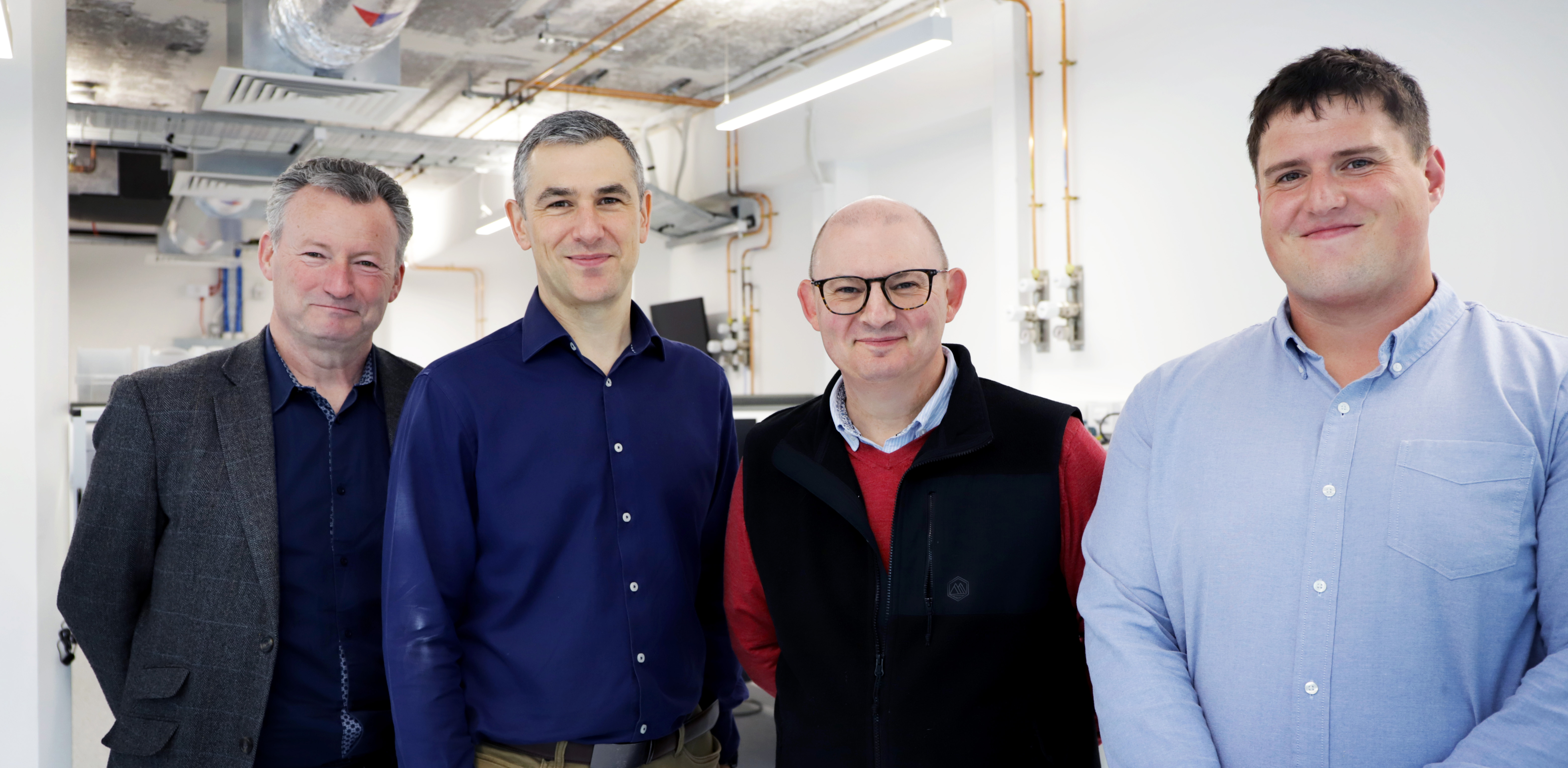 Left to right: Industrial Champion John Gilhooly, Dr Philip Hands, Prof Marc Desmulliez, research assistant Jason Norman