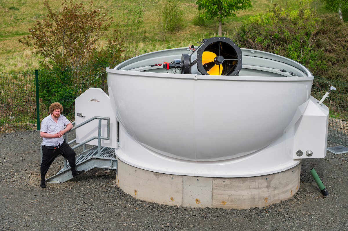 Image shows Dr Ross Donaldson standing at the entrance to HOGS.