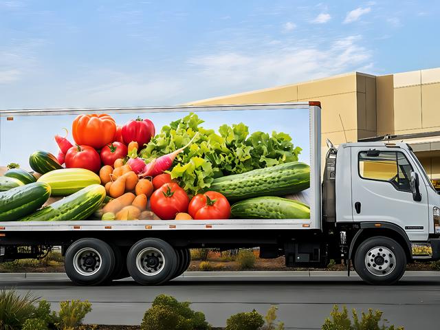 A supermarket delivery truck