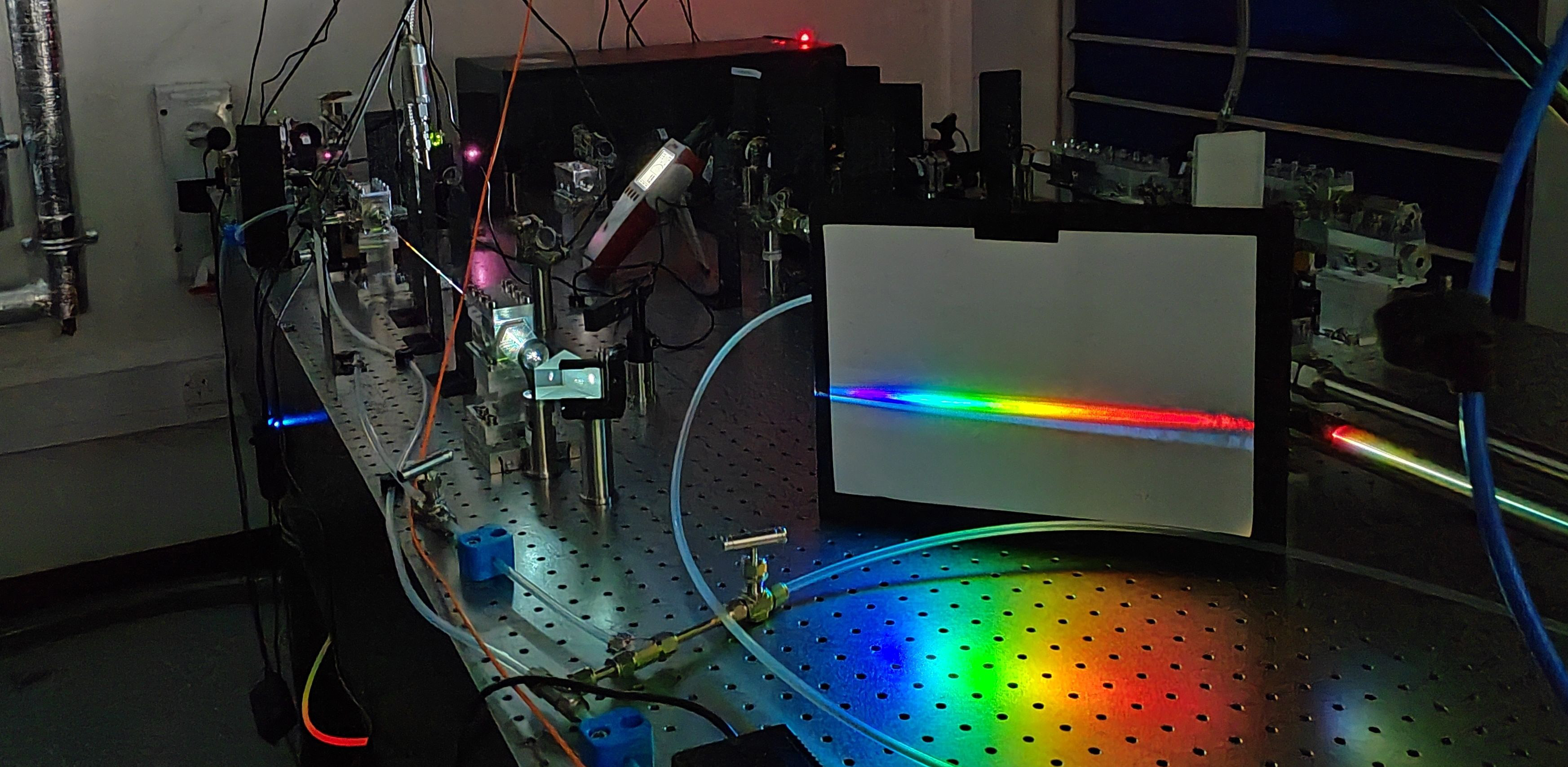 Lasers in a lab.  Dr Christian Brahms is building a new type of light source for extremely fast laser pulses. 