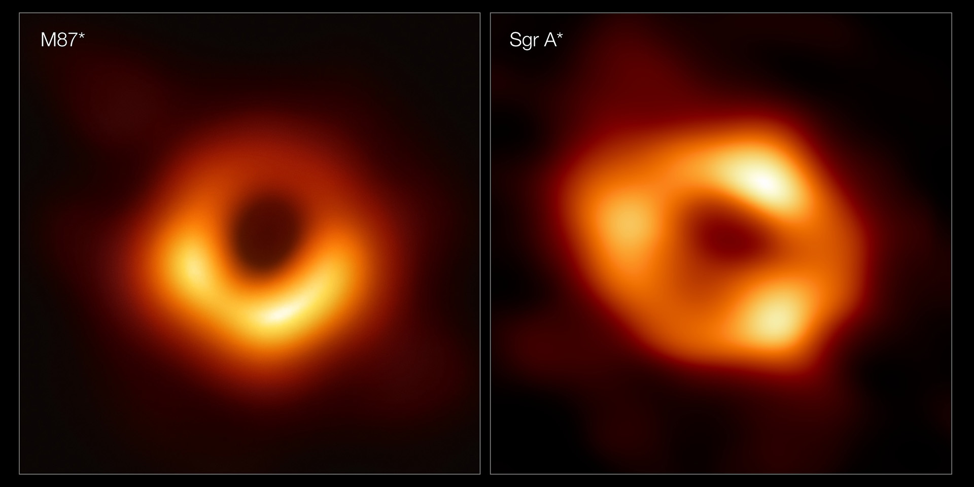 Orange-yellow donut-shaped rings of light against black universe