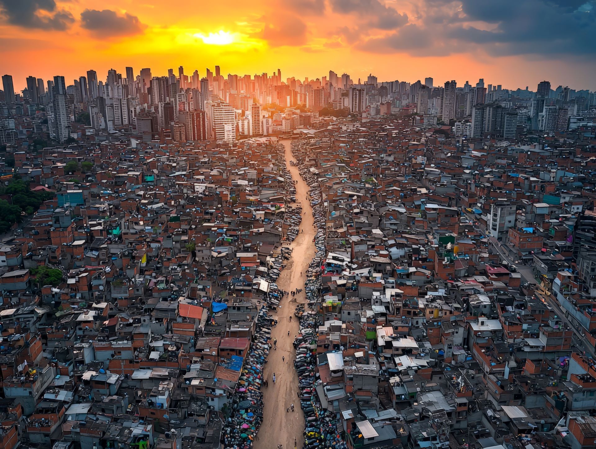 Temporary housing on outskirts of major city