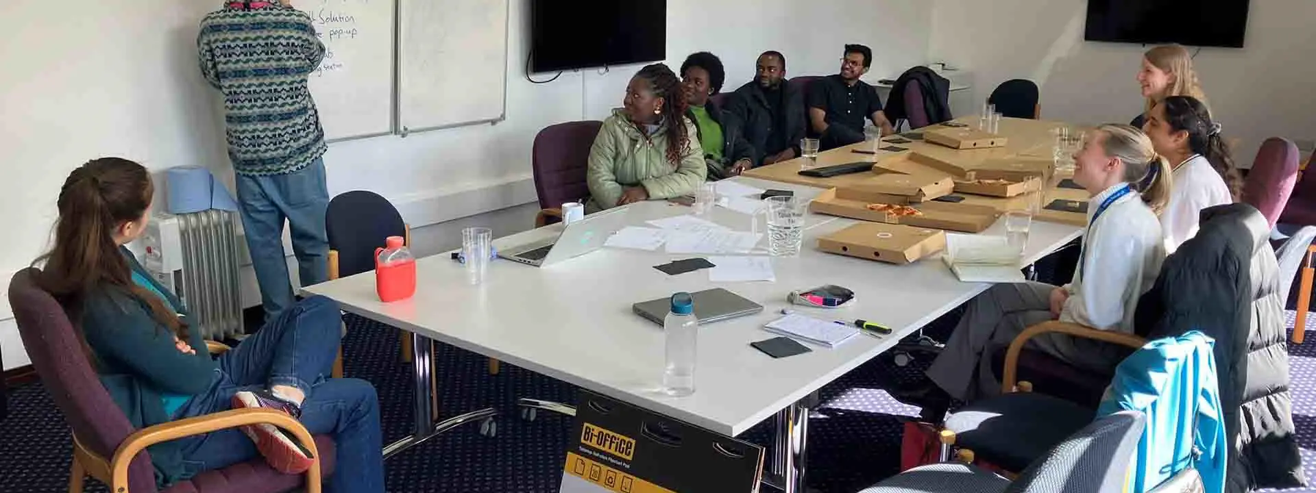 Student Union Vice-President Community, Sebi Merino, pictured delivering a talk at the student sustainability forum.