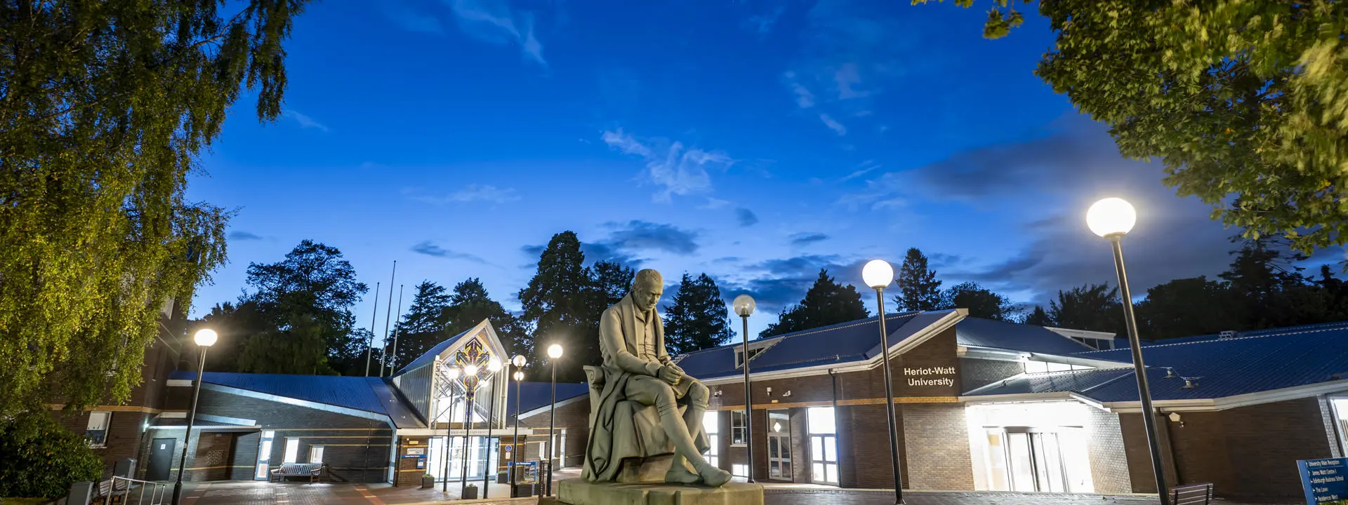 Main entrance at Heriot-Watt's Edinburgh campus