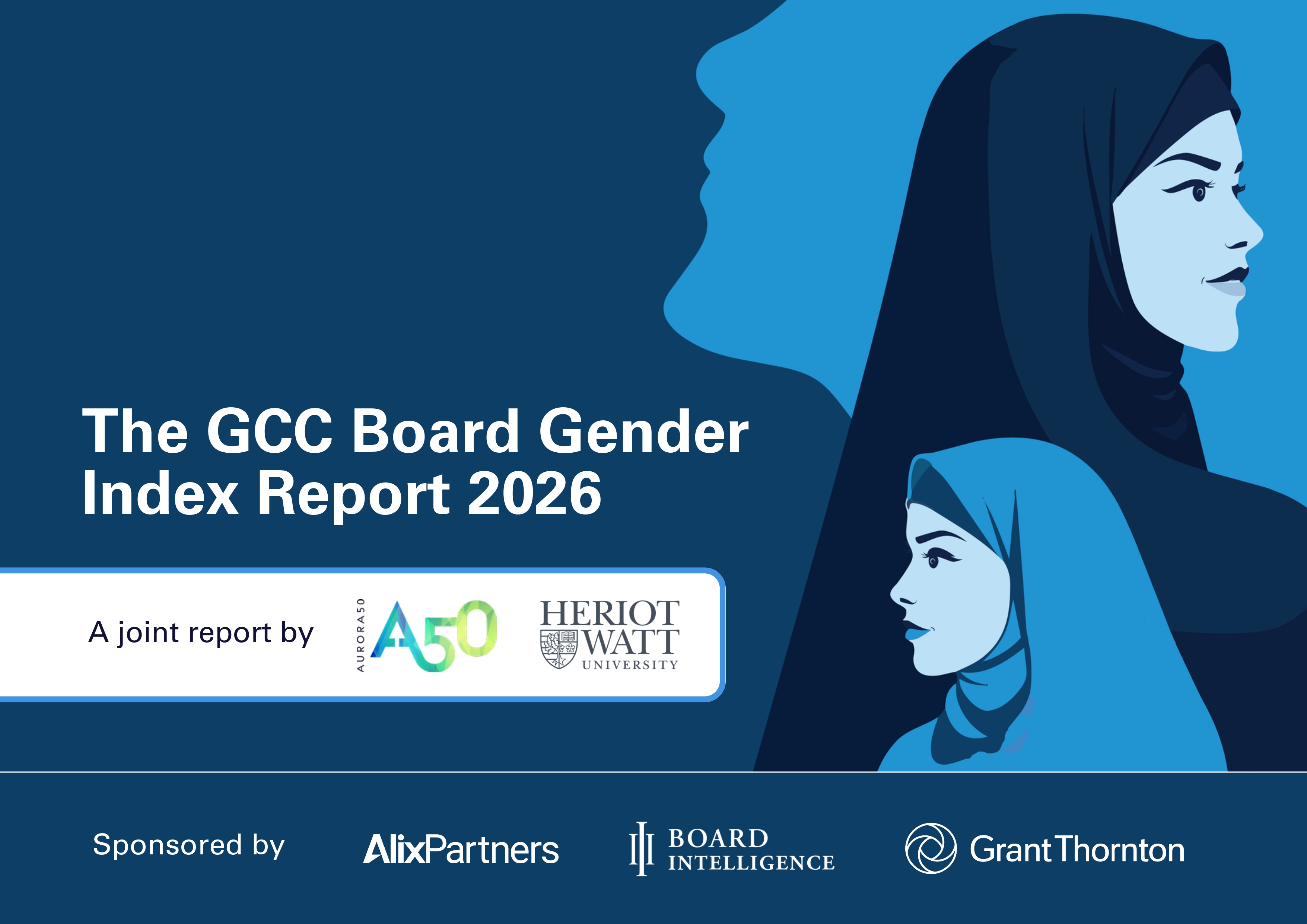 graphical illustration of women in hijab with title of report