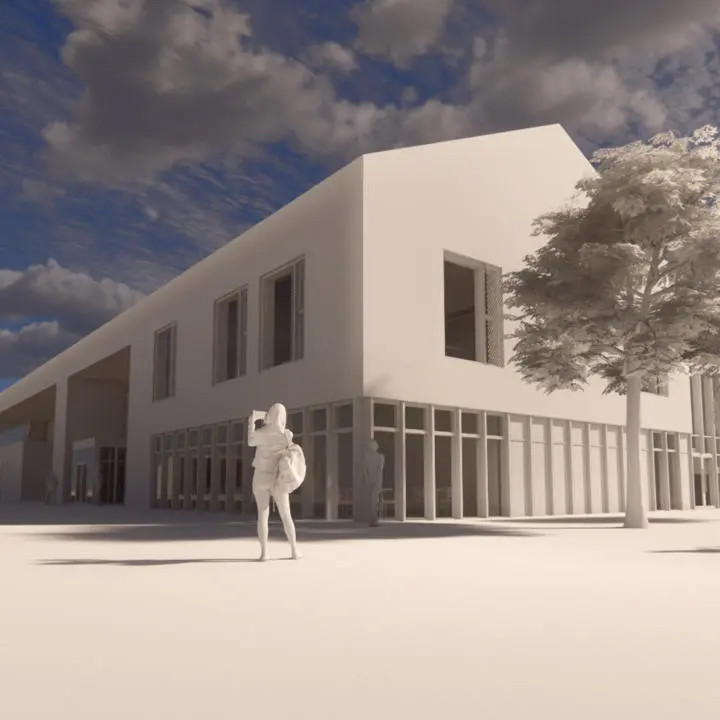 architectural rendering in plain white