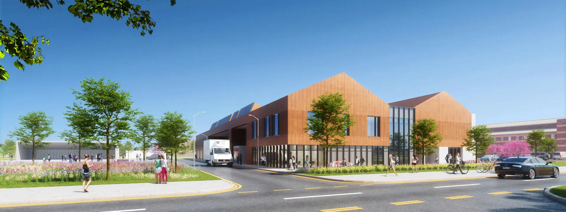 Computer rendered architectural model proposing a new centre of sustainable brewing and distilling