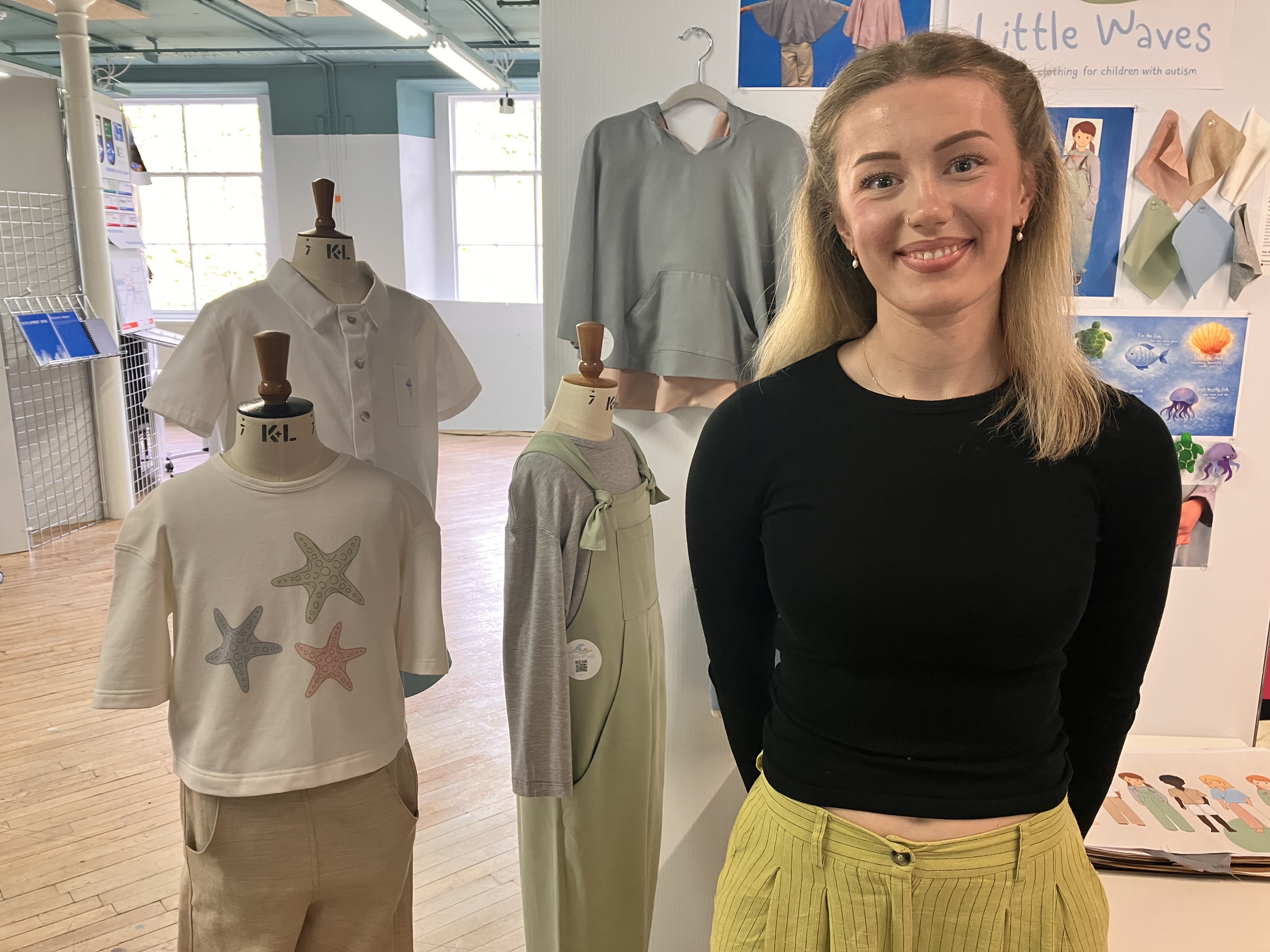 Farah Conn with her clothing collection, Little Waves.