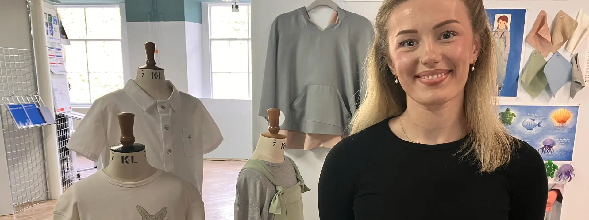 Farah Conn with her clothing collection, Little Waves.