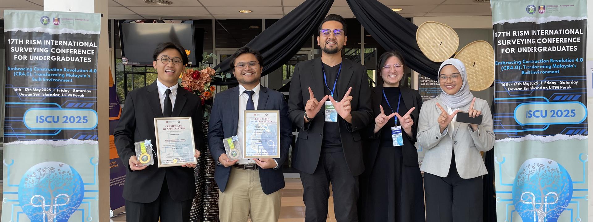 Five Heriot-Watt University Malaysia representatives at the 17th ISCU, including their supervisor, Dr. Azreen Ariff Bin Zulkeflee.