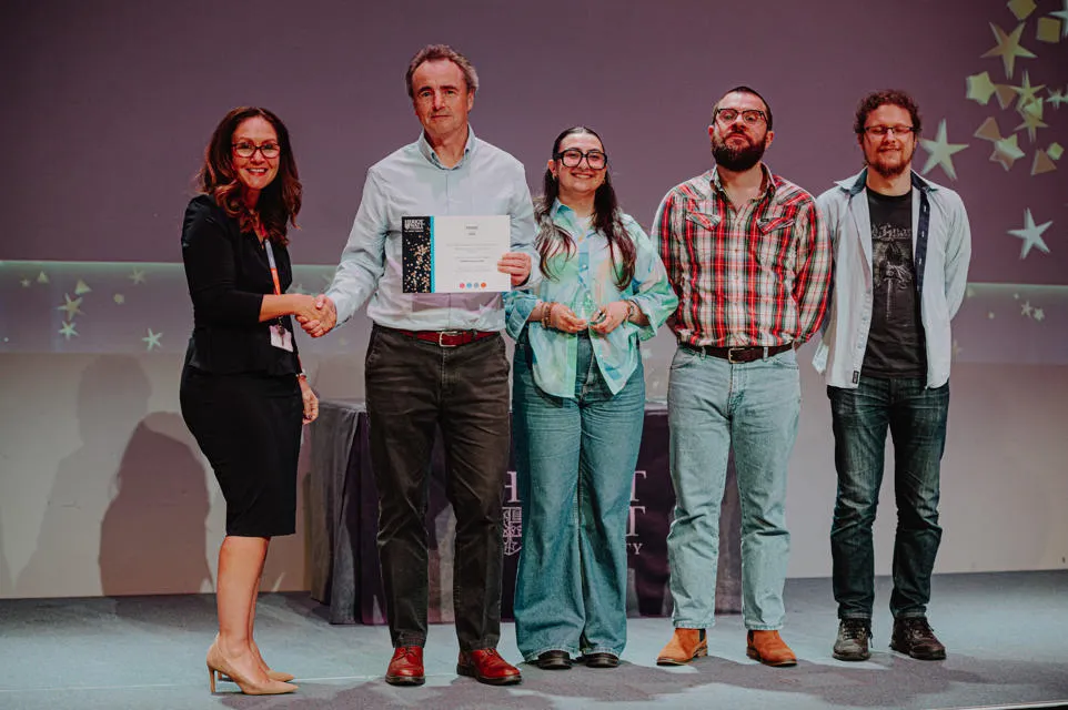 Winners of the Innovate Award: Whisky Analysis Testing Team (WATT) 5 people receiving an award