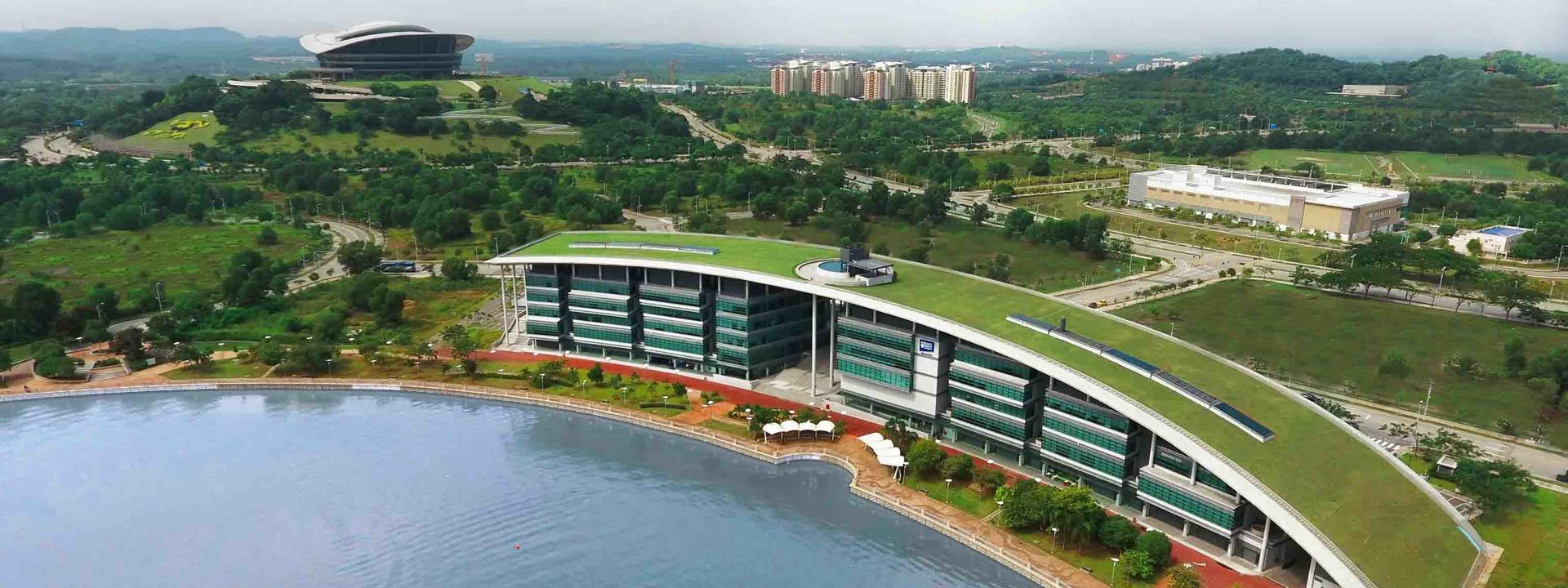 Image shows an aerial shot of the Malaysia campus.