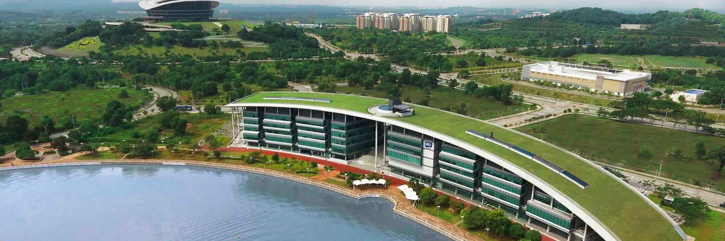 Malaysia Campus with grass roof and waterside location