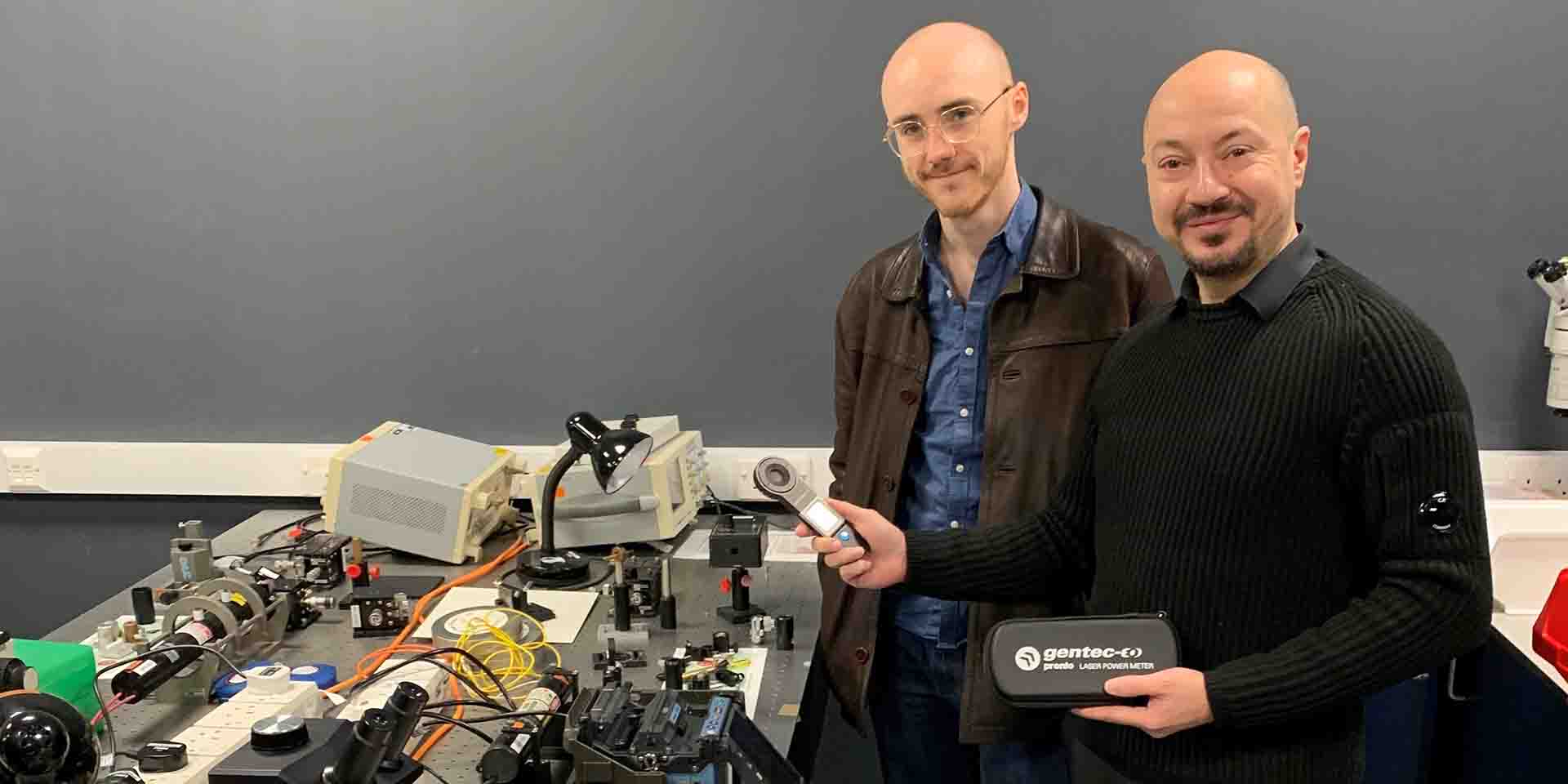 Dr Marcello Ferrera with the PRONTO-250-FLEX laser power meter﻿.