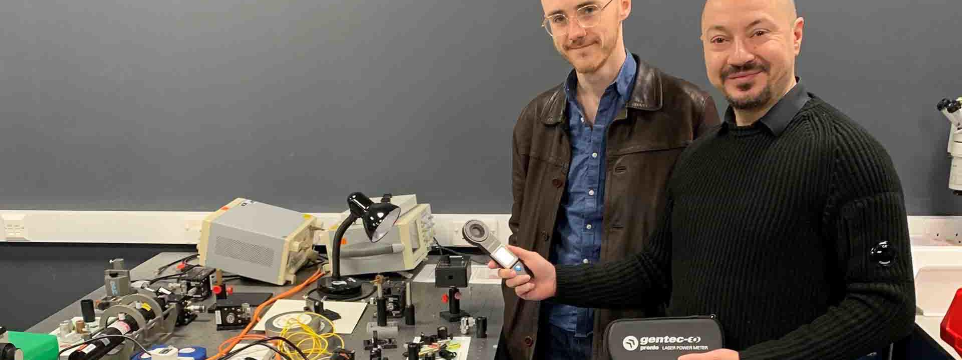 Dr Marcello Ferrera with the PRONTO-250-FLEX laser power meter.