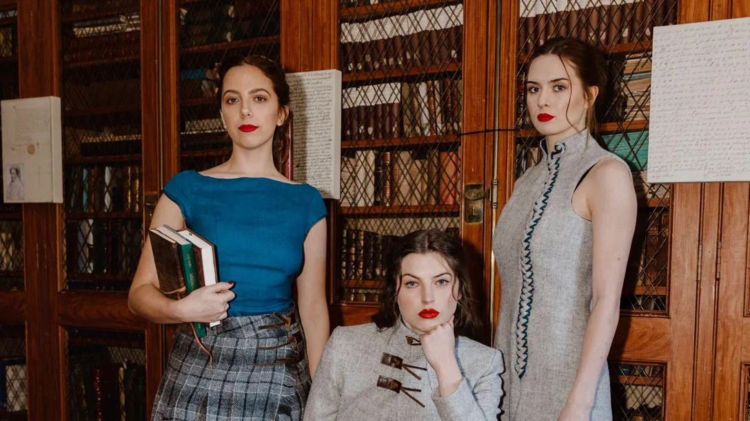 Models showcase some of Sacha MacAulay’s compostable clothing. Photo by Adamantia Tserkezoglou. Models showcase some of Sacha MacAulay’s compostable clothing. Photo by Adamantia Tserkezoglou.
