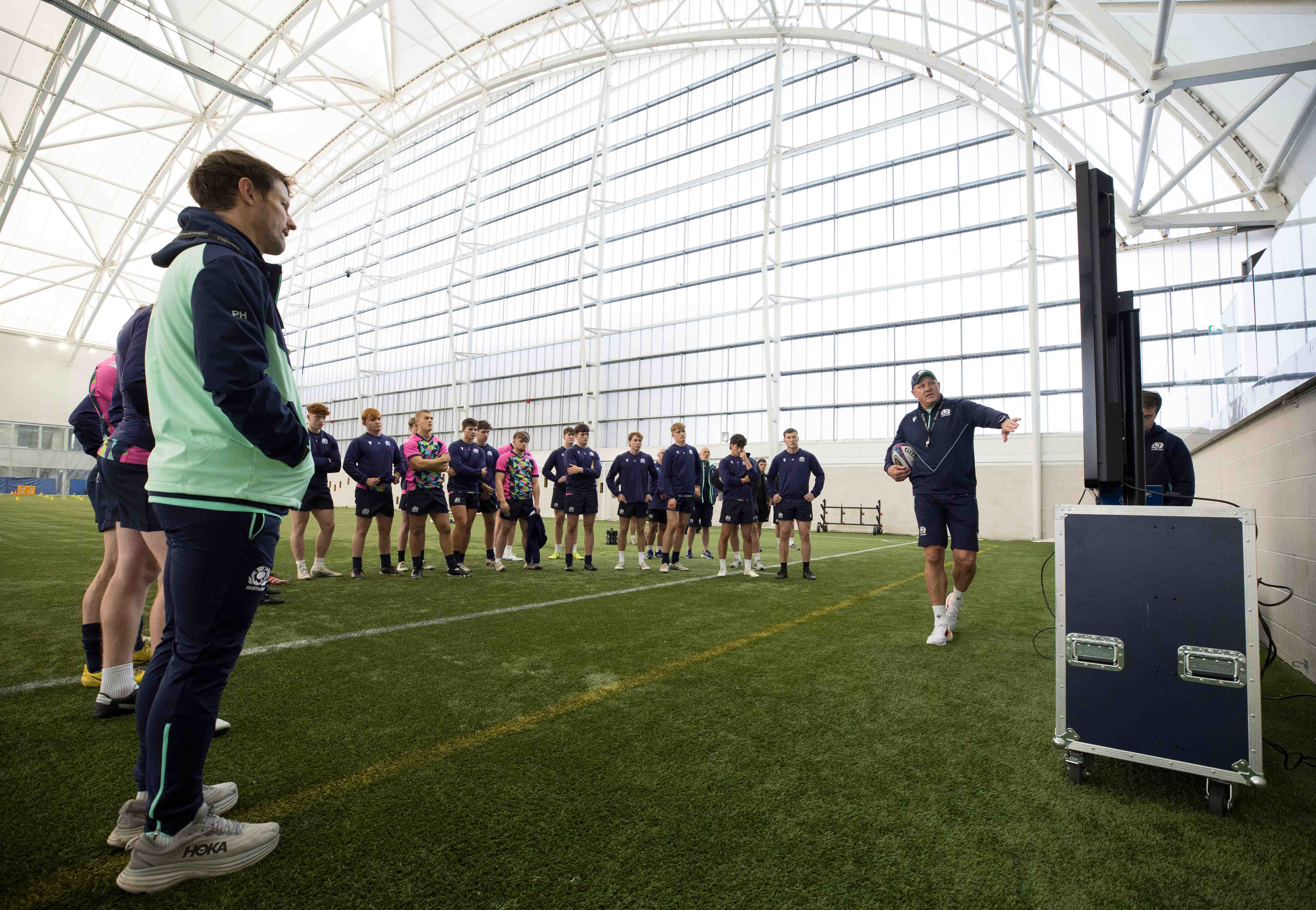 Image shows a group of young male rugby players at Oriam.