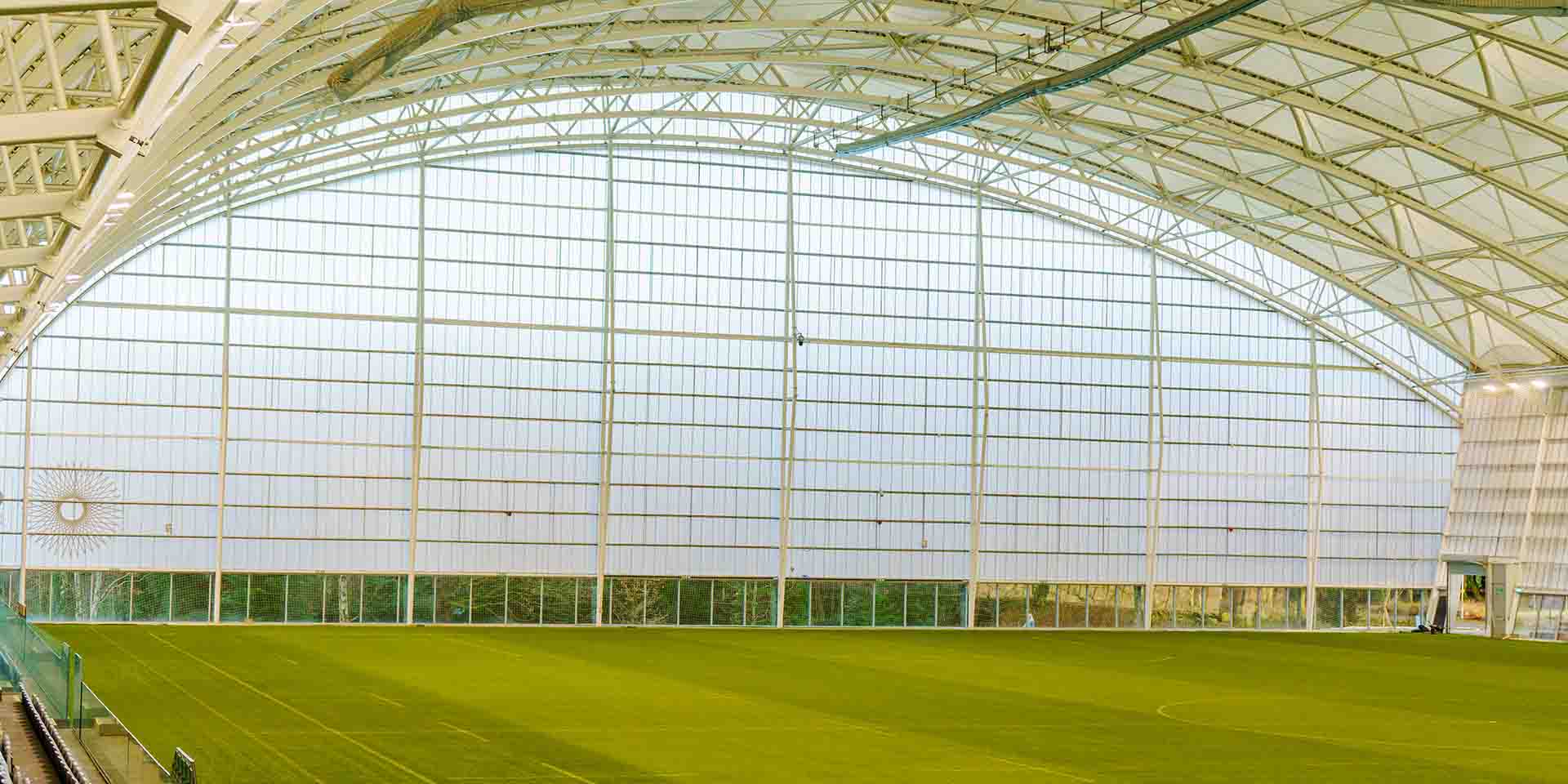Image shows a large indoor pitch at Oriam.