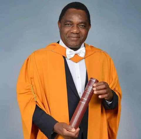 President Hakainde Hichilema President Hakainde Hichilema pictured holding his scroll.