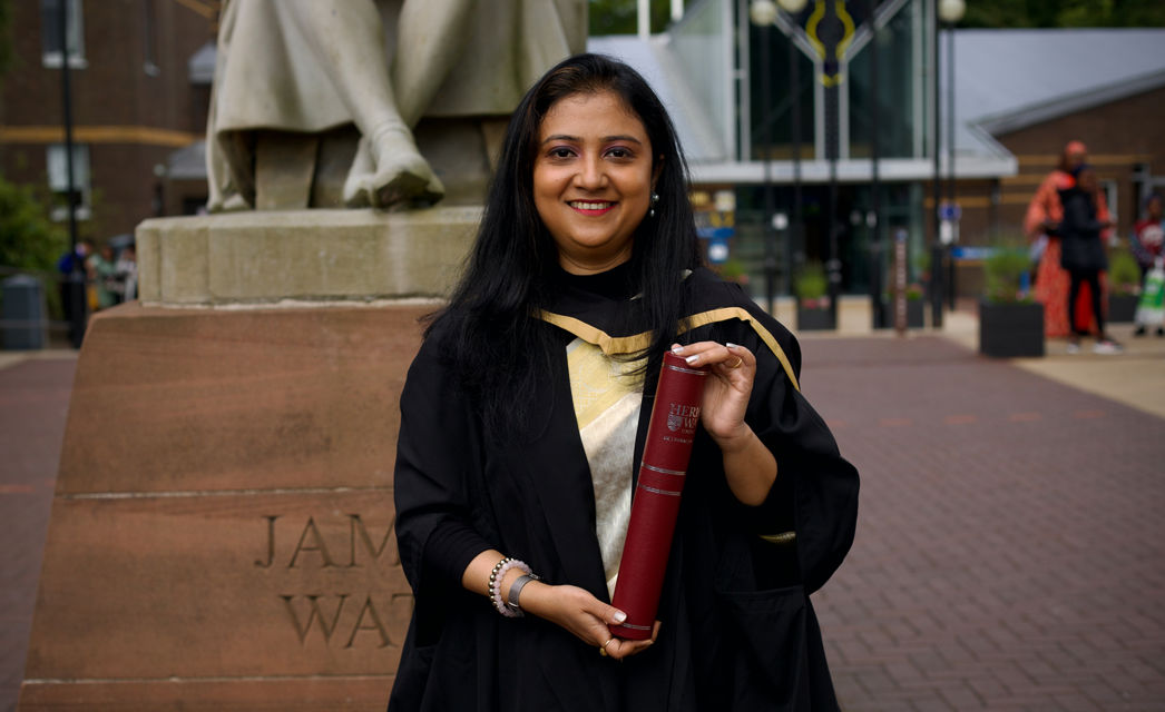 Sarbari Trivedi graduating from Heriot-Watt University in Edinburgh.