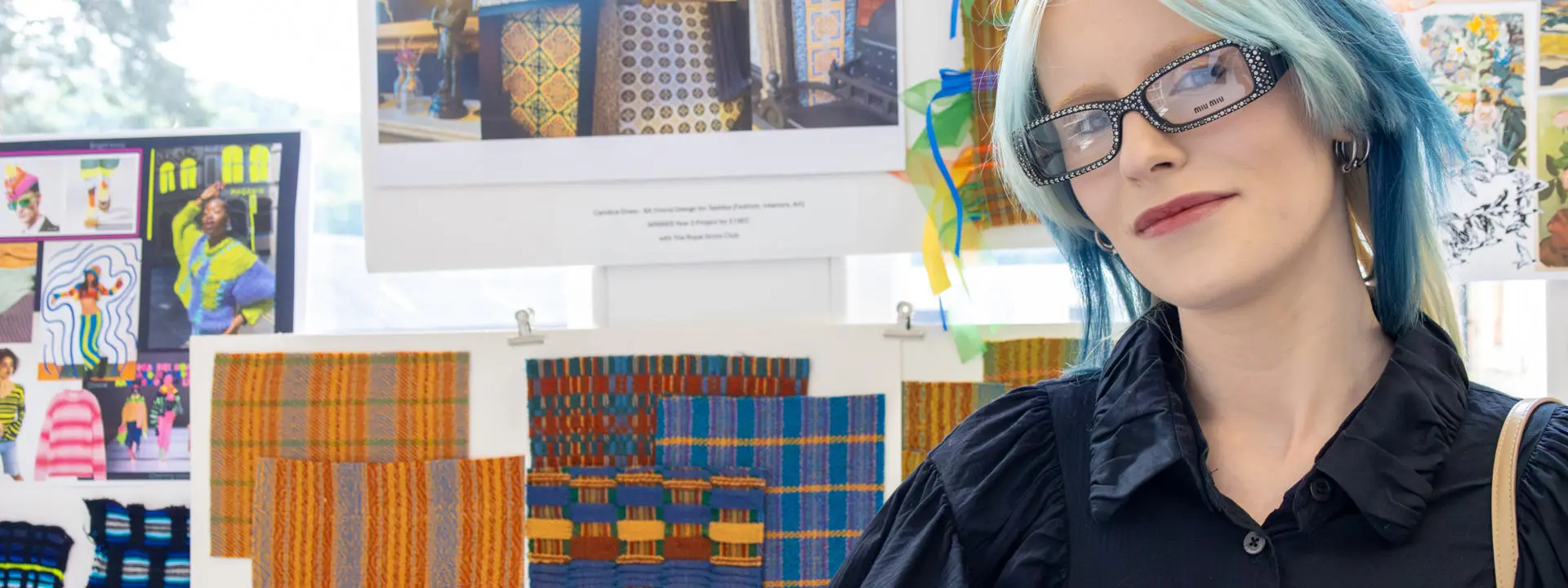 Textiles student Candice Given with her design ideas for the Royal Scots Club in Edinburgh.