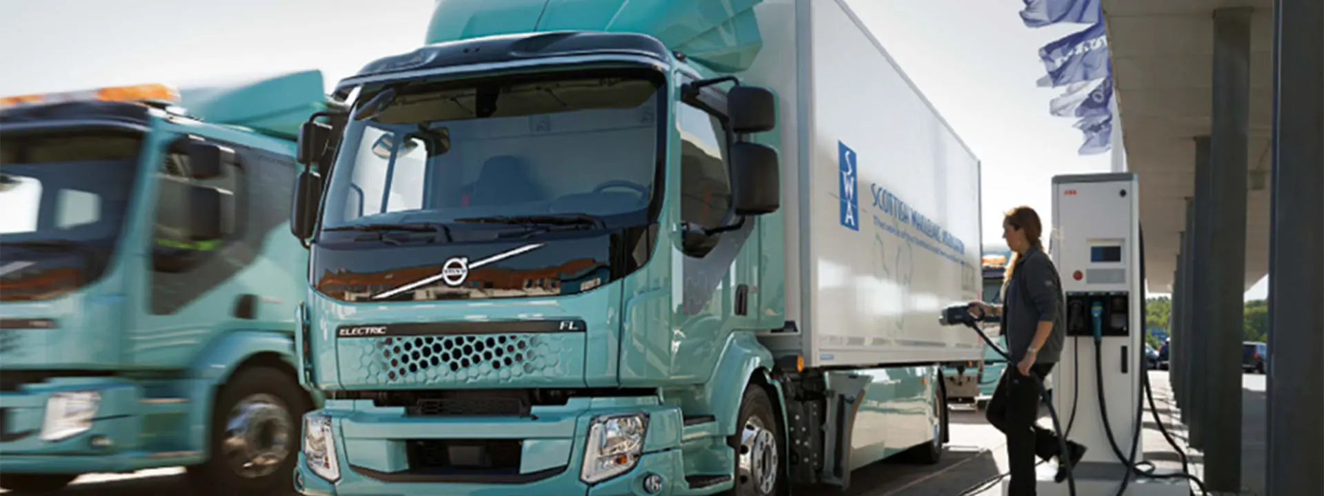 A Scottish Wholesale Association truck at a recharging point.