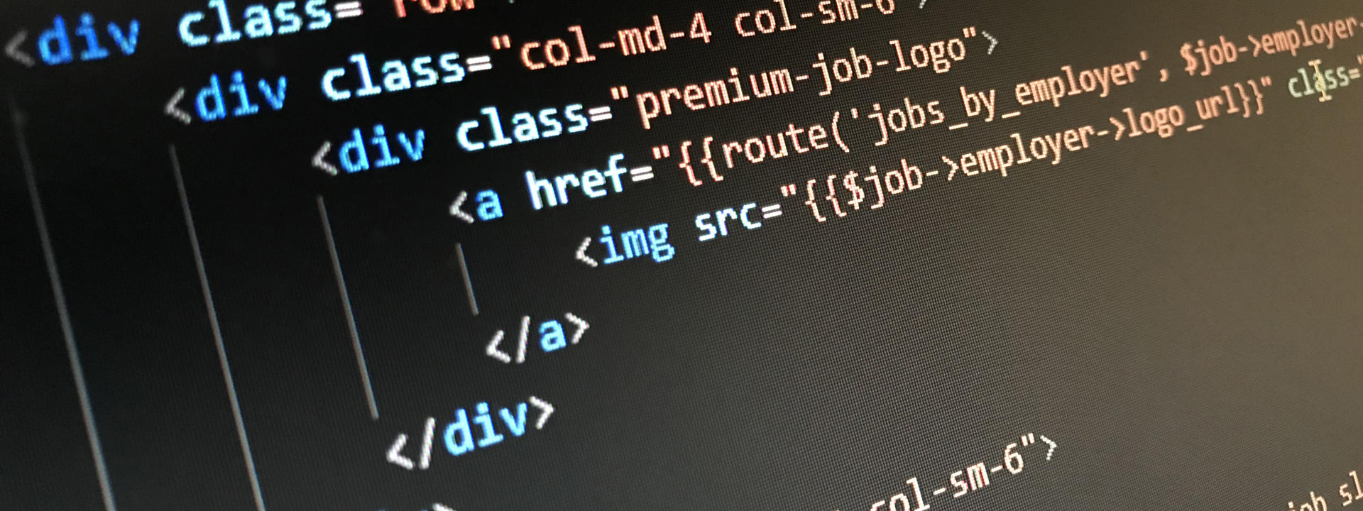 Computer screen showing software development code