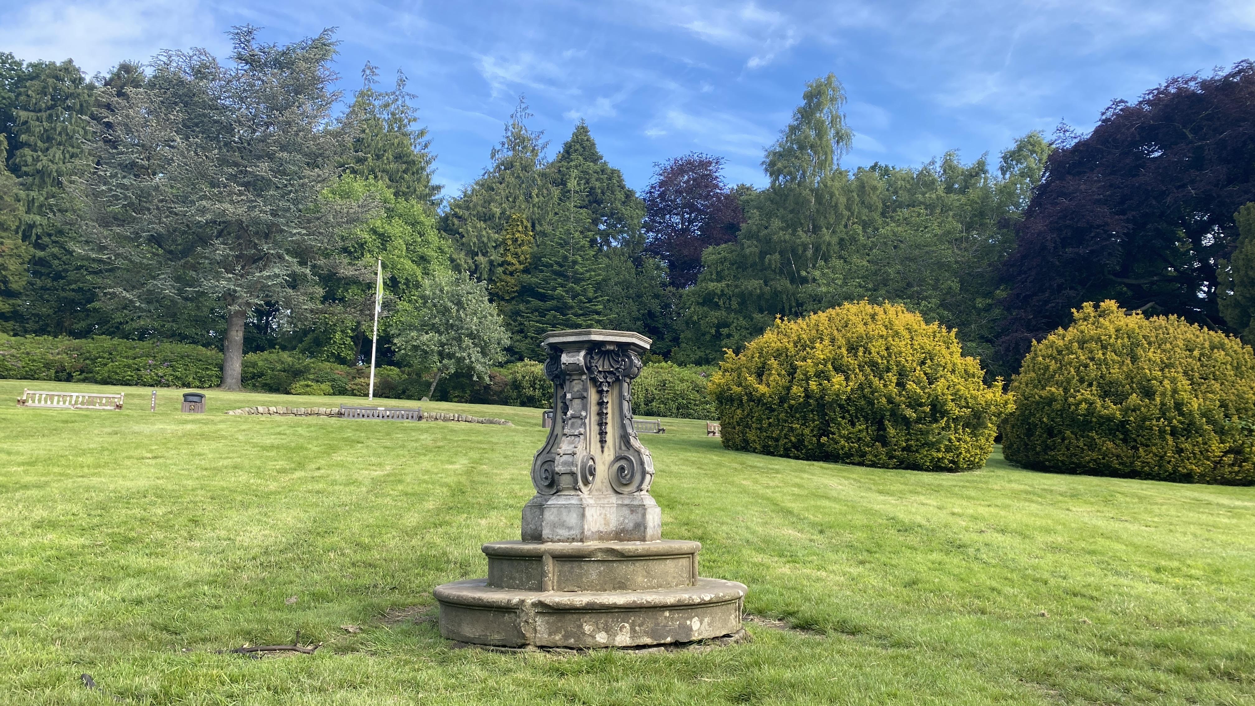 Sundial on lawn