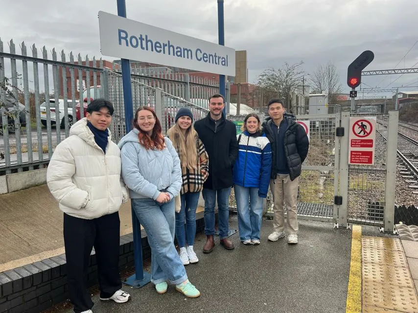 L-R: Fifth year MEng Civil Engineering students, Yuen Fong Hoo, Caitlin Cummings, Natalia Salajska, Corey Boyle, Natalia Greenan and Chang Xun Tan.