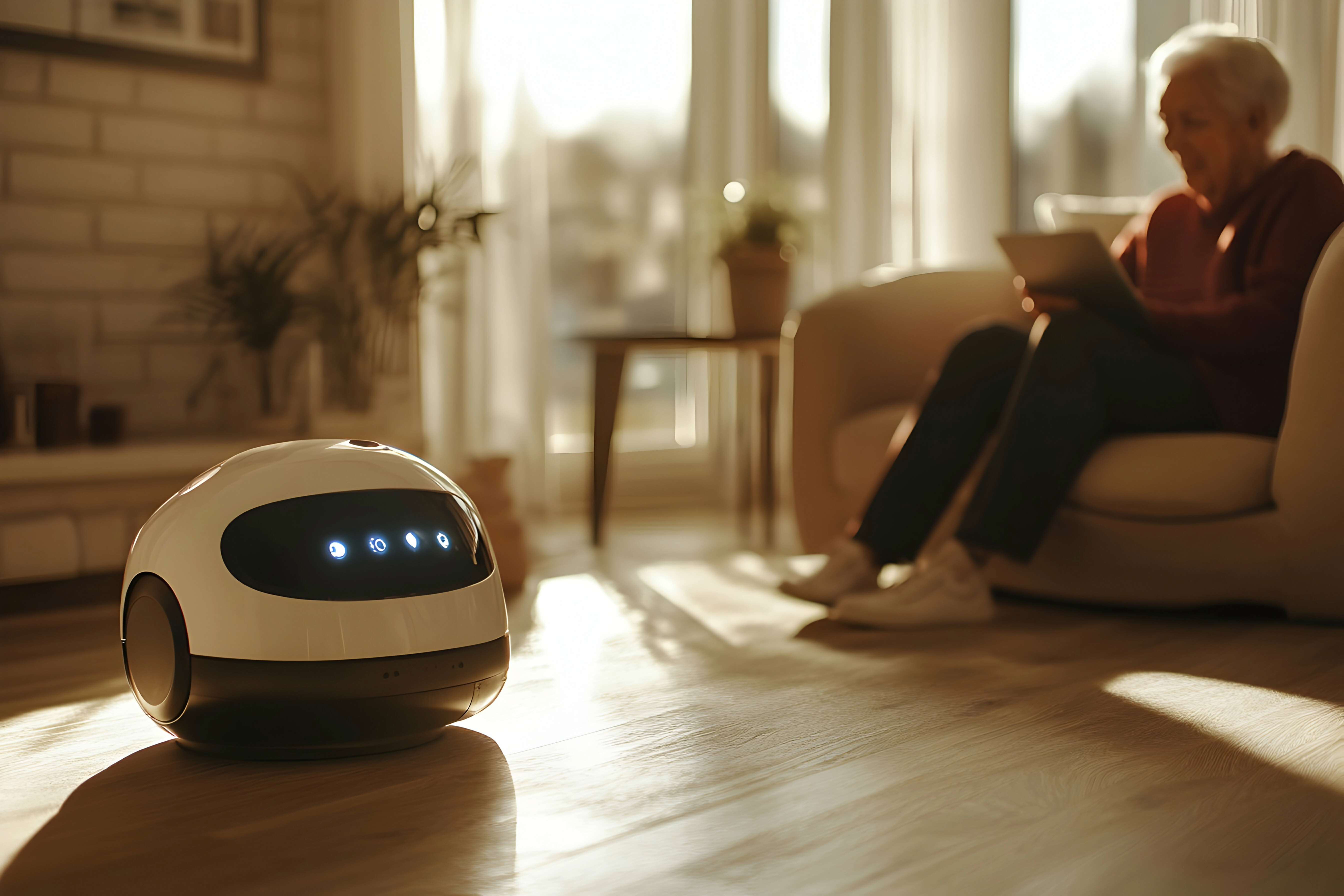 A robot in a home setting 