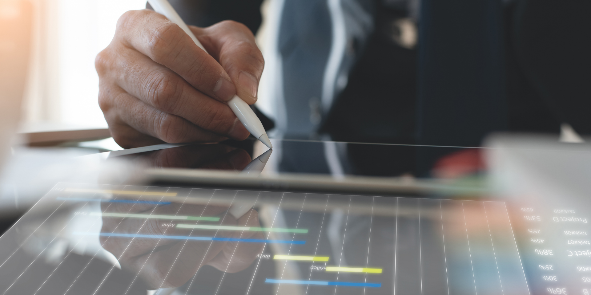 Person using technology for project management