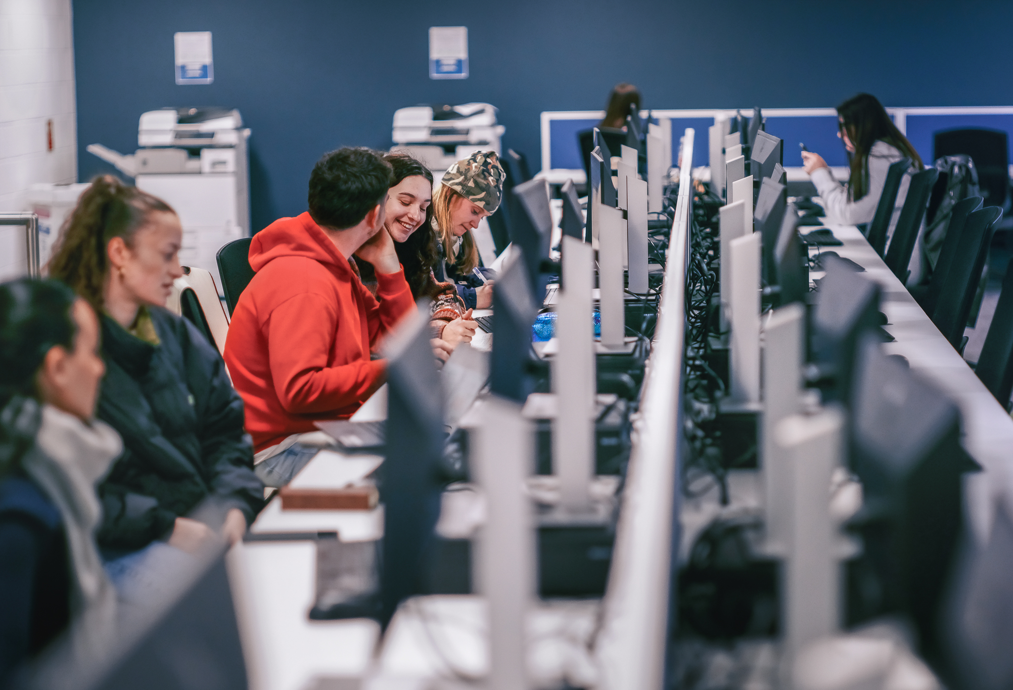 Students working in a PC lab