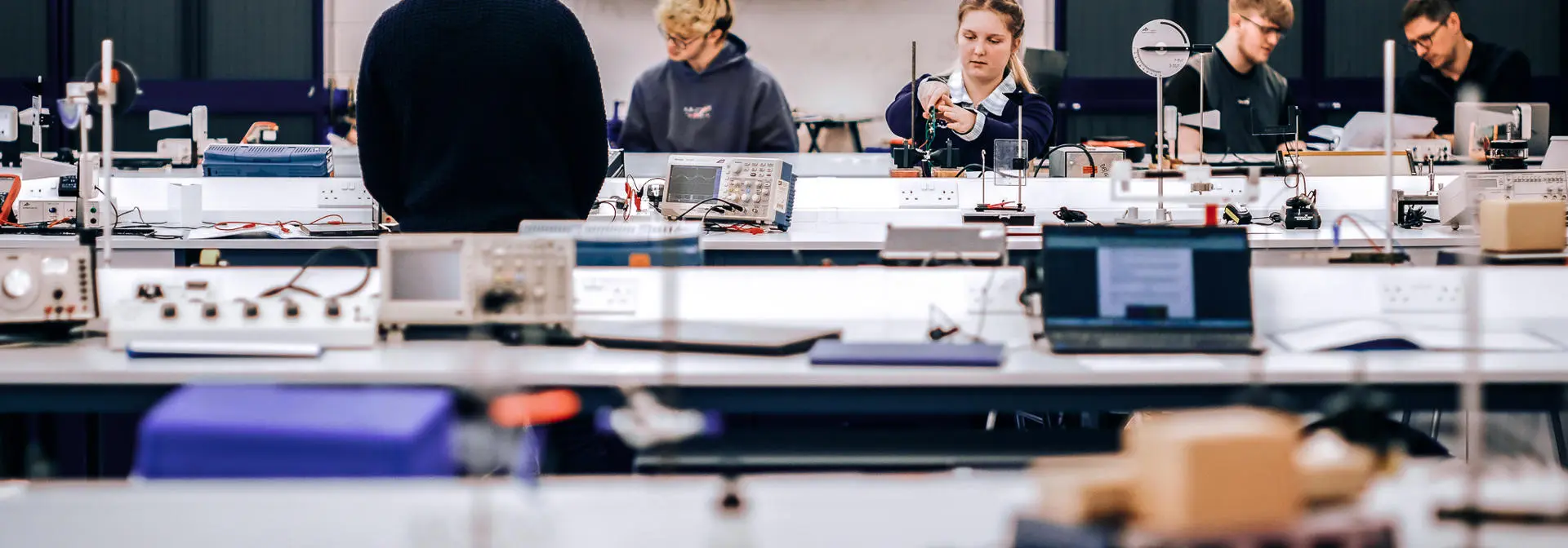 Physics students in the lab