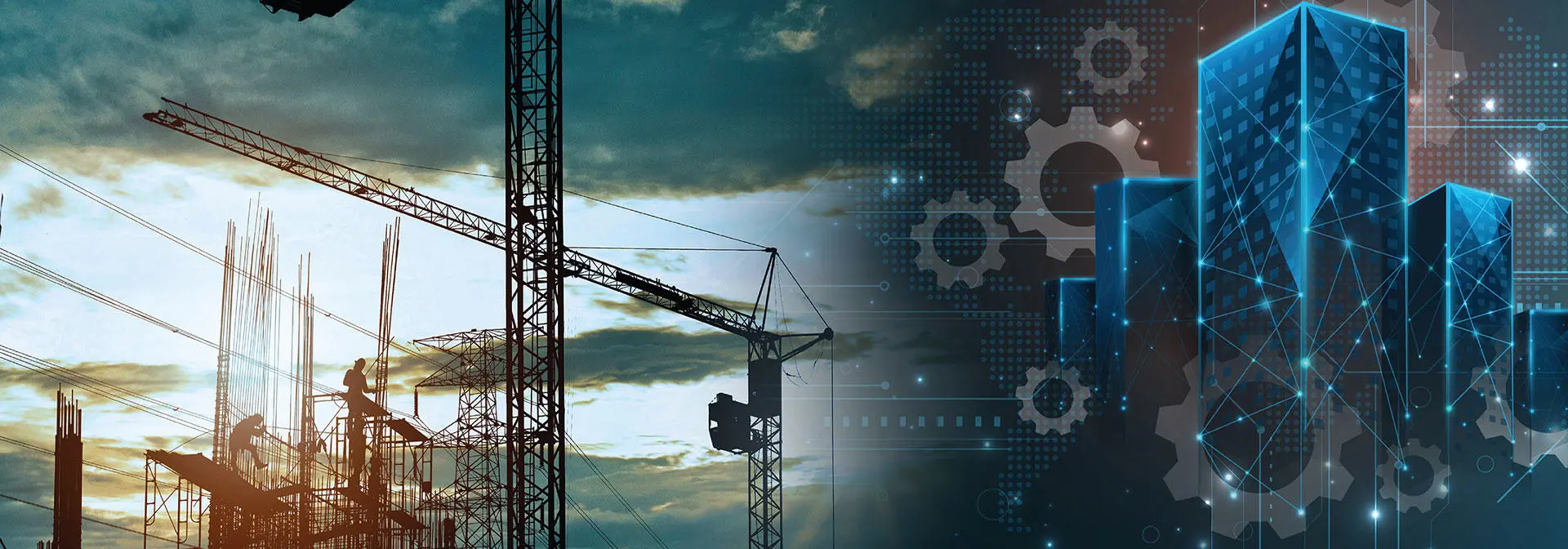 A modern construction site showcasing innovative technology and sustainable practices, reflecting industry evolution.