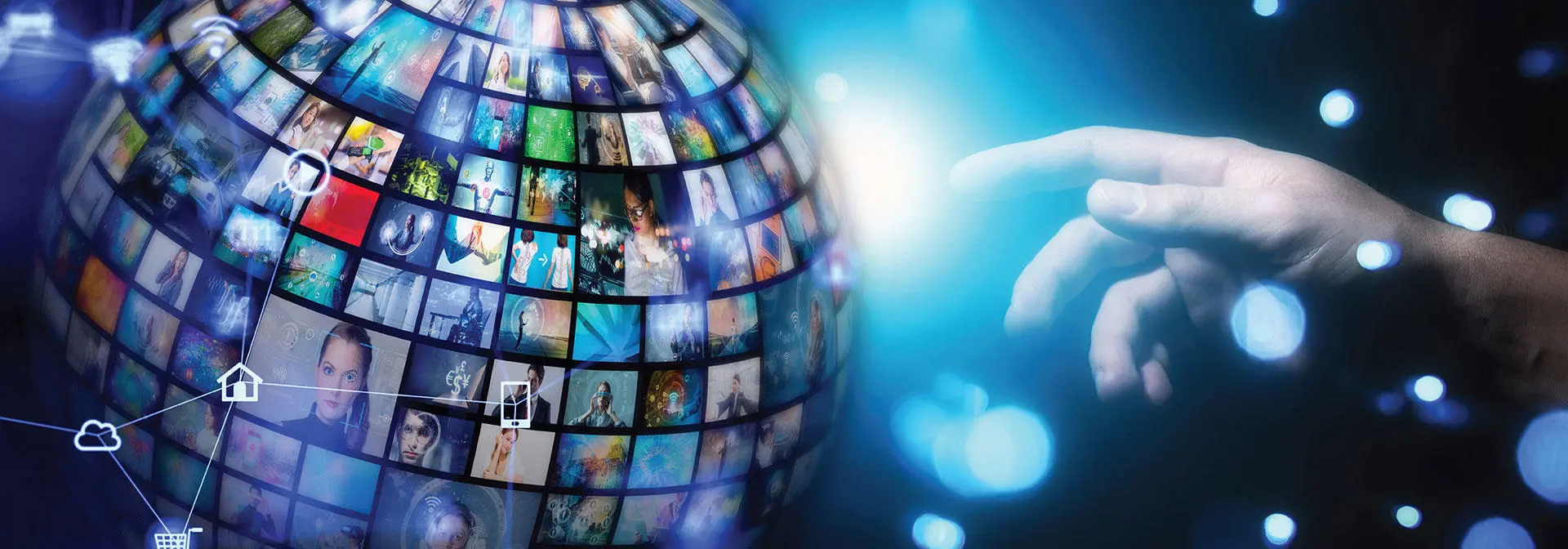 Iillustration depicting the evolution of social media, showcasing innovative tools and global connectivity among users.