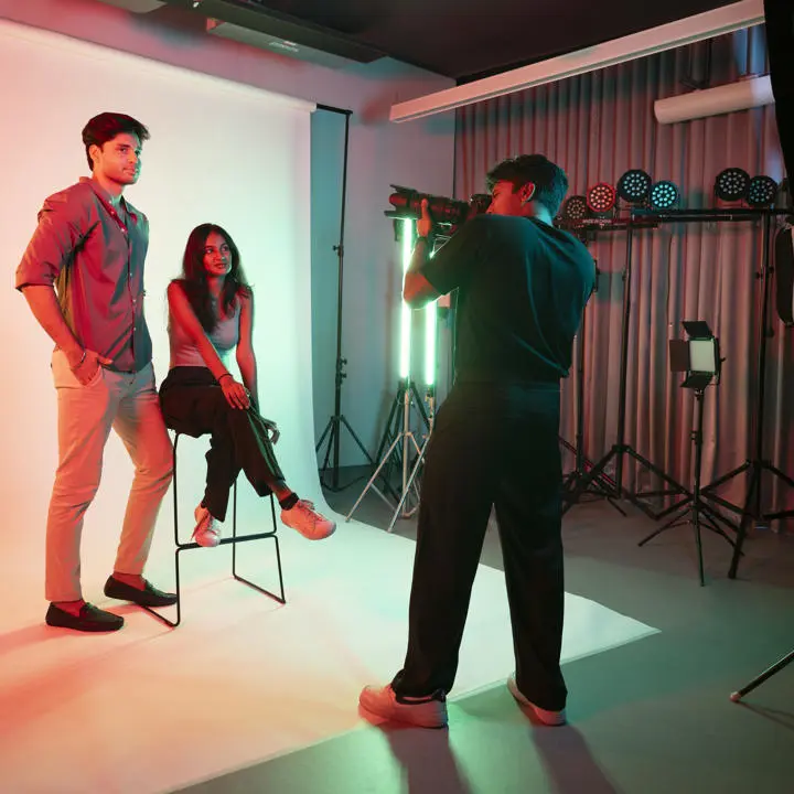 Design students in a fashion photoshoot