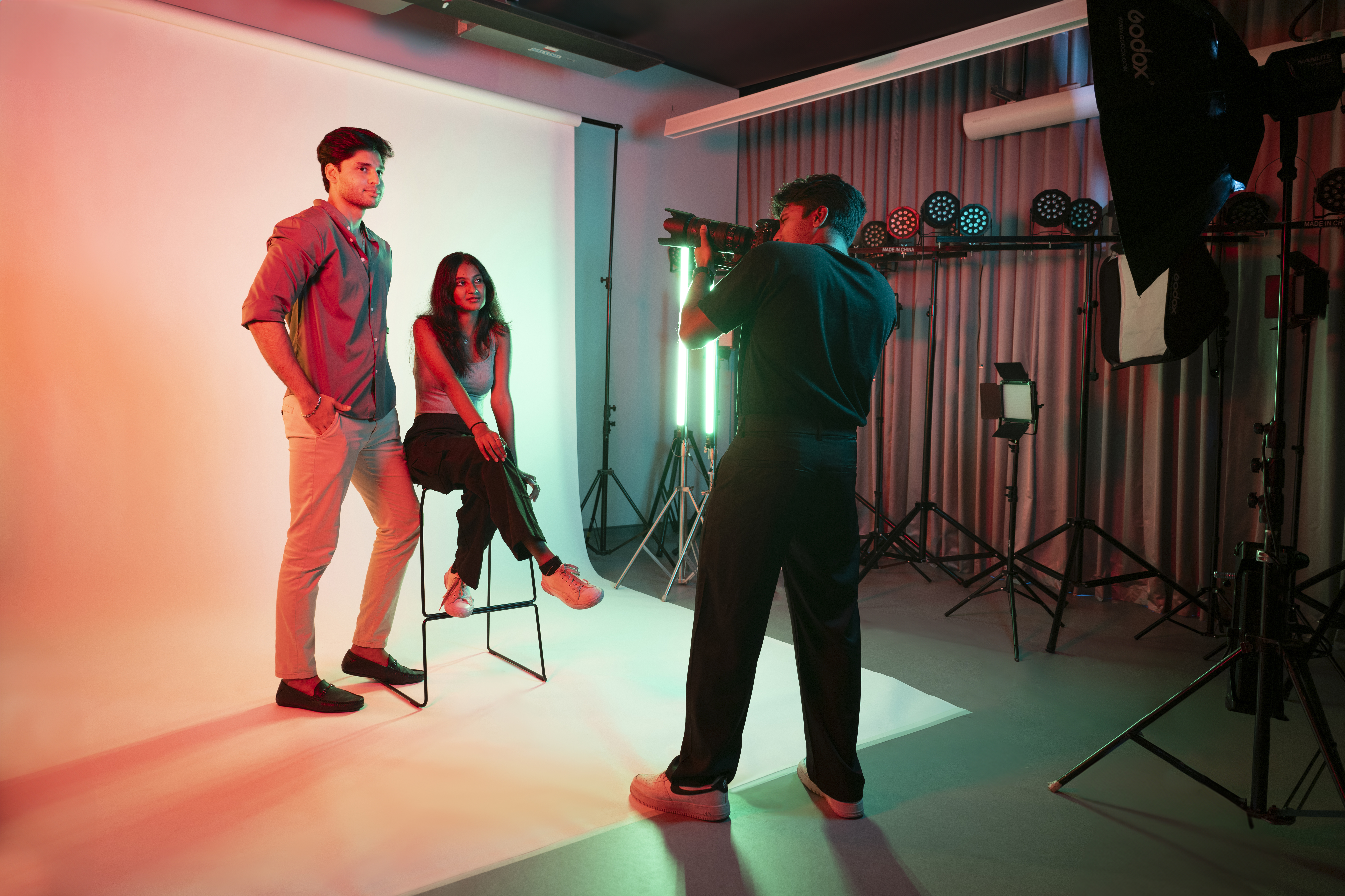 Design students in a fashion photoshoot
