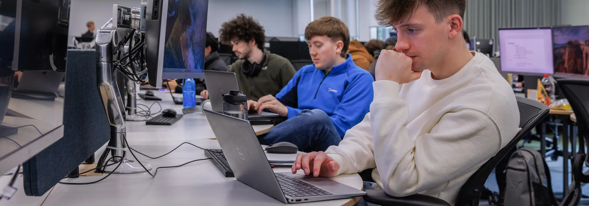 Students working in a computer lab