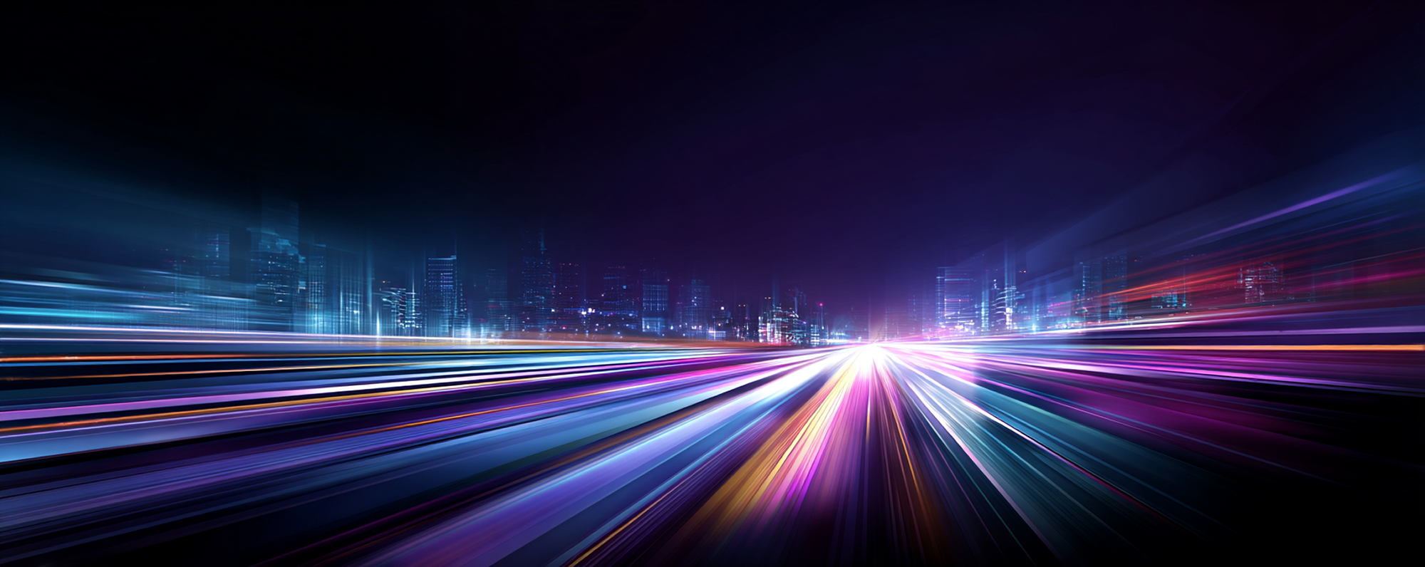 Abstract graphic of lights through a city