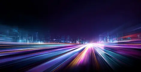 Abstract graphic of lights through a city